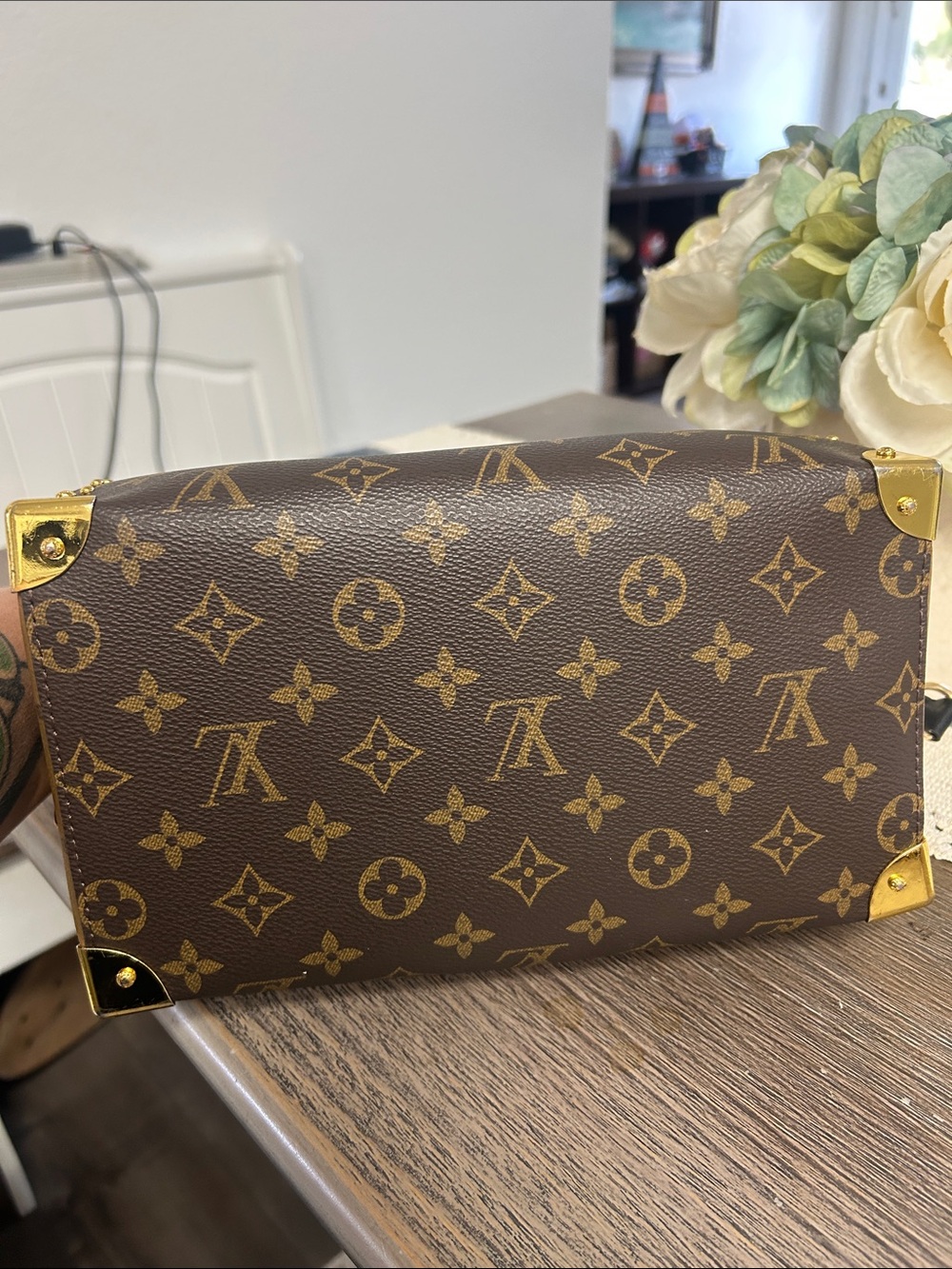 Brown Monogram Satchel with Black Trim - Picture 8 of 14